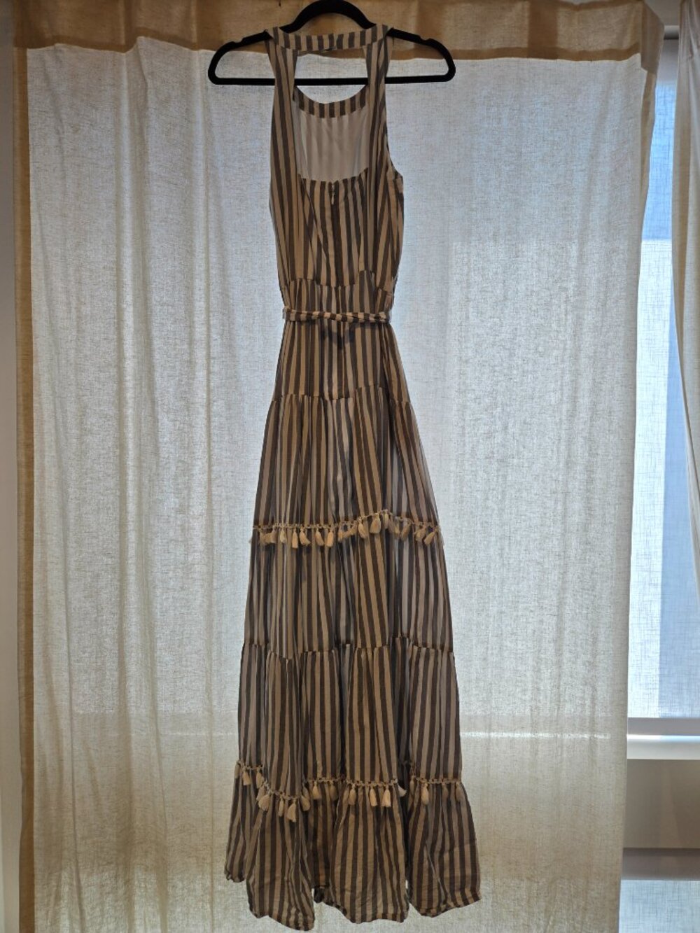 Eliza J - Tiered Tassel Fringe Cotton Maxi Dress - Picture 9 of 9